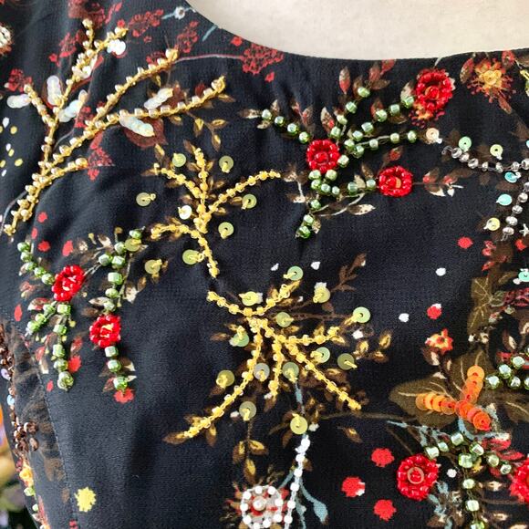NEW Modcloth Embellished To Perfection Beaded Floral Dress in Black - Picture 5 of 15